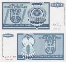 *100 000 000 Dinárov Chorvátsko, Srbská krajina 1993 R15 UNC - Kliknutím na obrázok zatvorte -